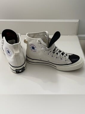 Converse Essentials White Canvas High Top Sneakers with Black Trim